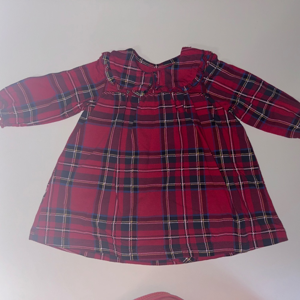 Red Plaid Long Sleeve Dress
